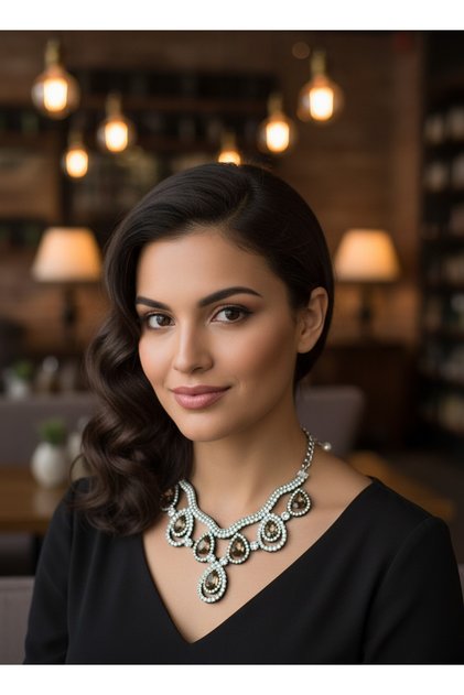 Row of Zircon Stone Evening Dress Necklace – Stylish Design Women's Necklace