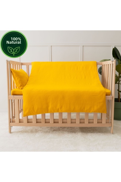 Premium 100% Cotton Muslin Baby Duvet Cover Set 70X120 Elastic Fitted Sheet – Breathable Natural Comfort