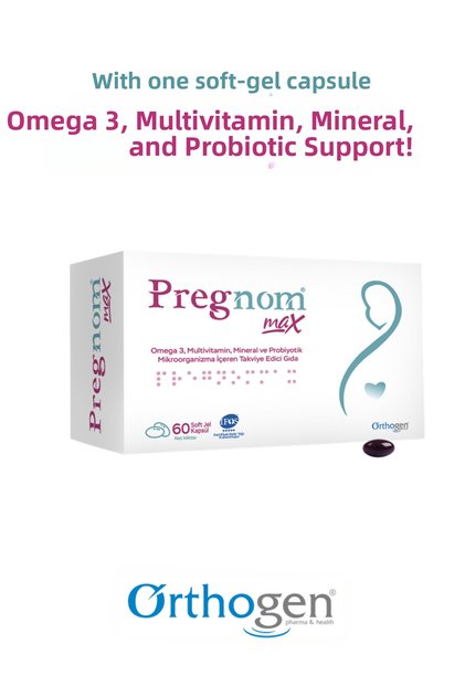 Pregnom Max 60 Capsules – Nutritional Supplement Containing Omega 3, Vitamins, Minerals, and Probiotics