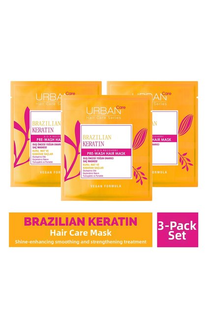 Brazilian Keratin Straightening Effective Pre-Shower Hair Care Mask-3X50Ml-Vegan