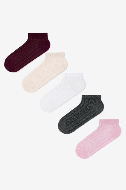 5 Pairs of Self Heart Patterned Booties Socks