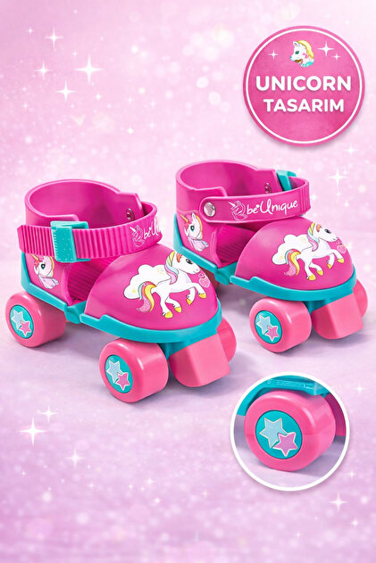 TOYFEST Unicorn Çantalı Dizlik ve Dirseklikli 4 Teker Paten Seti