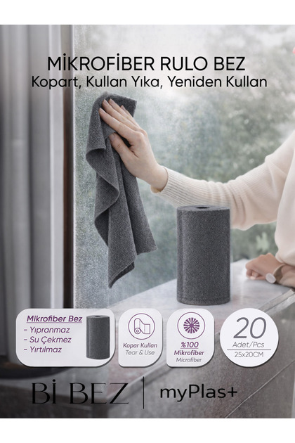 Pratik Rulo Mikrofiber Bez 25x25 cm Kopartılabilir Temizlik Bezi