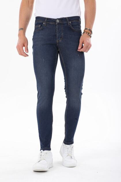Blue Brown Men's Jeans Skinny Fit Jean Lycra Tinted Cuffed