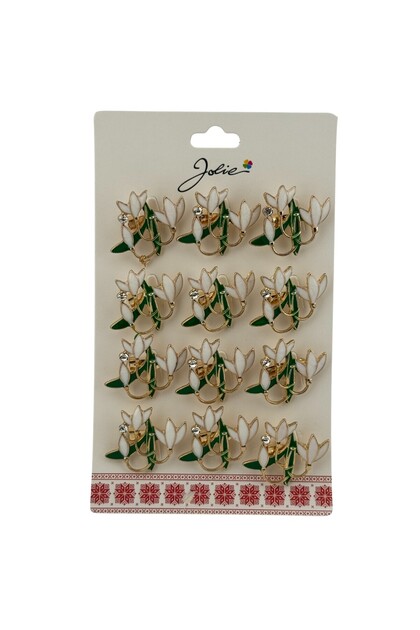 Set 12 Brose Martisor Primavara, Jolie, Model Buchet Ghiocei cu Piatra