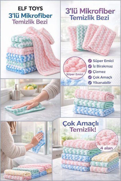 Mikrofiber yumuşak dokulu temizlik bezi , leke tutmaz koku yapmaz ( 1 ADET)