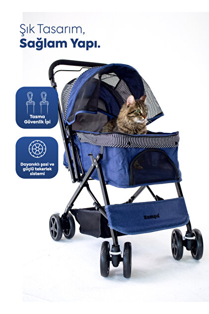 Zampa Bl08-n Nova Kedi Ve Köpek Arabası Lacivert 52x76.5x95 Cm