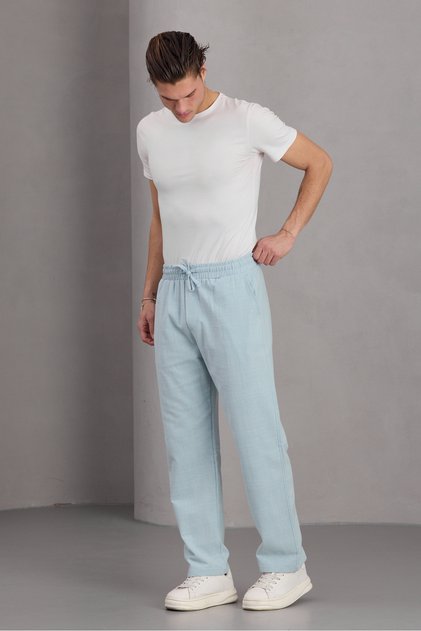 Men's Baggy Linen Trousers with Leg Pieces