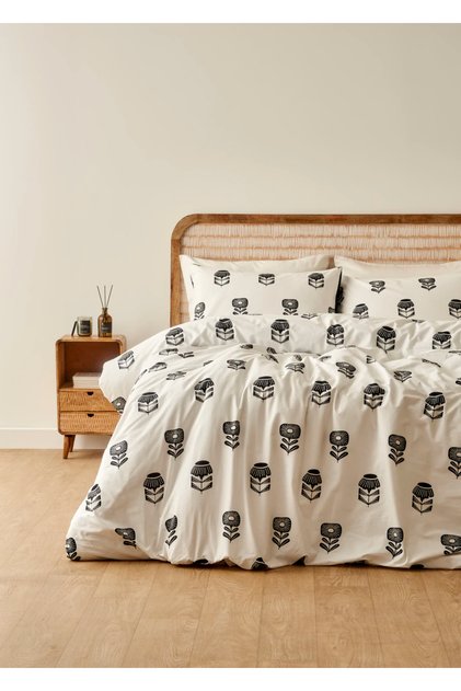 100% Cotton Grace Double Duvet Cover Set White (200X220 cm)