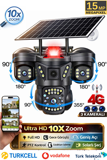 SONREİR RX66G Solar Güvenlik Kamerası Türkçe 4G Sim Kartlı PTZ