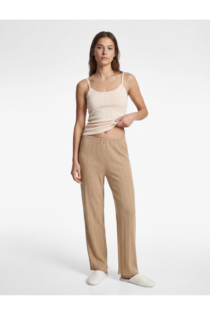 Cotton Slim Fit Waist-Tied Pajama Bottoms
