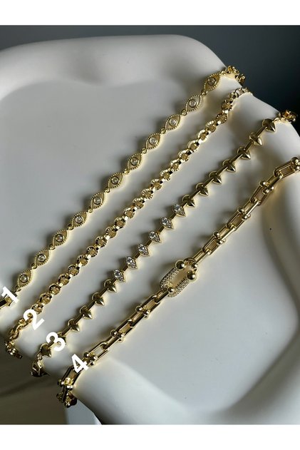Xuping 14K Gold Renginde Kuyumcu İşçiliği Damla Model Zirkon Taşlı Kararmaz Kadın Bileklik