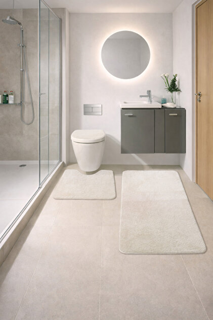 Ultrasoft Flat Mink 3-Piece Bathroom Rug Mat Set with Non-Slip Base Washable Toilet Seat Set