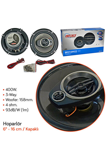 Carub 16 cm Hoparlör 6 inç Kapaklı 400W BR2749922 - Fiyatı, Yorumları