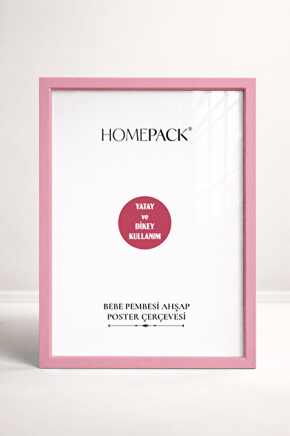 HOMEPACK 30X40 CM Açık Pembe Ahşap Çerçeveli Poster Çerçevesi, Boş