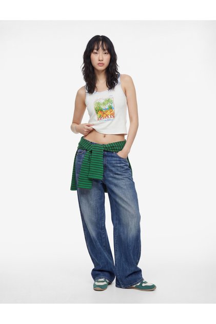 Cotton Crew Neck Printed Tank Top