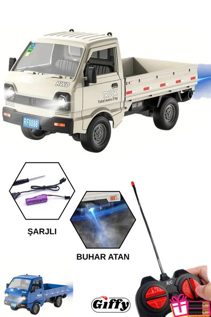 Uzaktan Kumandalı RC Kamyonet, Işıklı, Buhar Atan, Şarjlı İş Makinesi Araç Yük Taşıma Aracı Kamyonet
