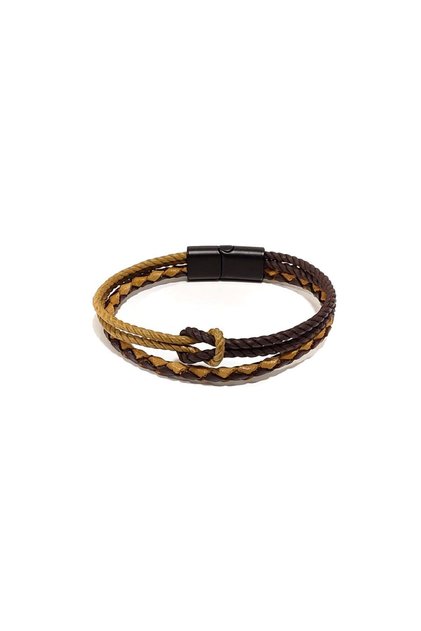 Genuine Leather Braided Brown-Tan Rope Men's Bracelet | Magnetic Metal Buckle, Natural Design-1230