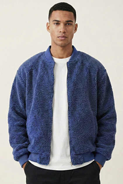 GENIUS STORE Erkek Mont Peluş İçi Astarlı Oversize Geniş Kalıp