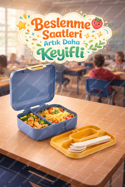 M&L LUNCH BOX 2 Katlı Beslenme Kutusu - Kendinden Kaşıklı, Çatallı