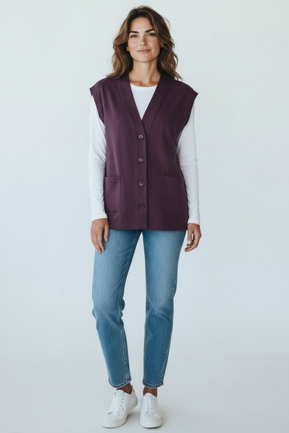 Combed Cotton Buttoned Short Mother Vest