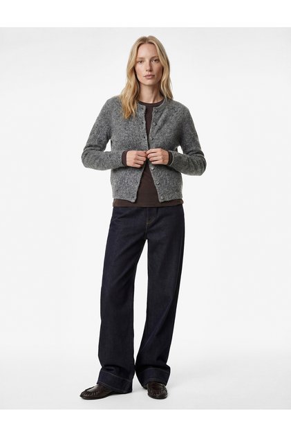 Long Sleeve Crew Neck Buttoned Knitwear Cardigan