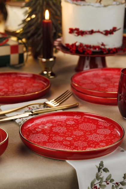 Holyday 4 Piece 19 cm Serving Plate Red