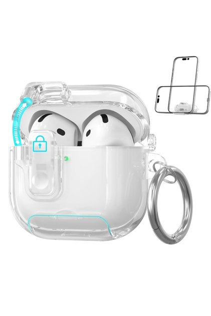 Airpods 5.Nesil 4.Nesil ile uyumlu Kılıf Standlı Kilitli TPU Premium Matte Trip Case Şeffaf