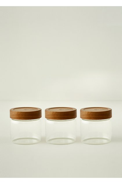 Austin Wooden Lid 3-Piece Jar Set Natural (500 Cc)