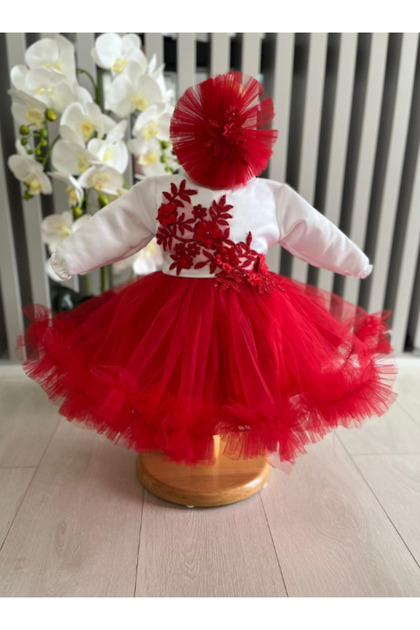 Inovius Ann Christening Dress, Red and White - DPH66 - Size: 9-12 Months Short Sleeve- Trendyol Inovius Ann Christening Dress, Red and White - DPH66 - Size: 9-12 Months Short Sleeve- Trendyol