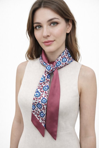 Nazar Boncuk Pattern Tie Scarf 120X7 cm