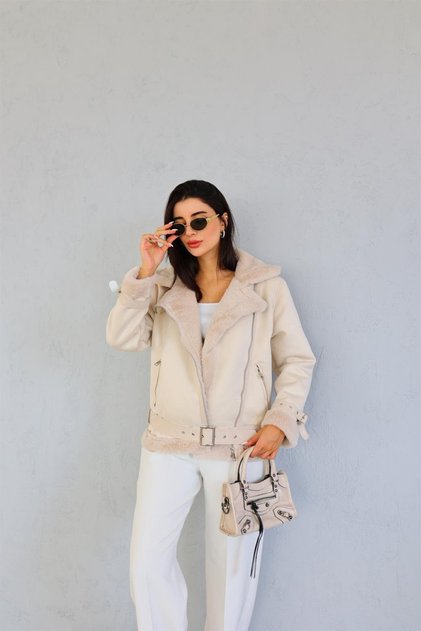 Stone 1. Quality Sheepskin Biker Coat