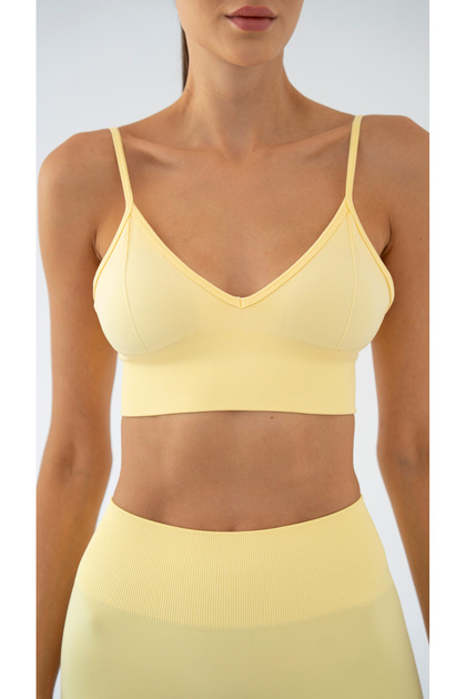 Kadın Dikişsiz Ayarlanabilir İnce Askılı V Yaka Destekleyici Sporcu Sütyeni Yoga ve Fitness Bra