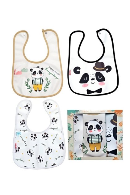 3-Piece Panda Themed Microfiber 100% Cotton Liquid-Proof Baby Bib