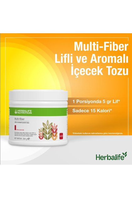 Multi Fiber Lif Tozu 204 g | Elma Aromalı Şekersiz 5g Lif & 18 Kcal