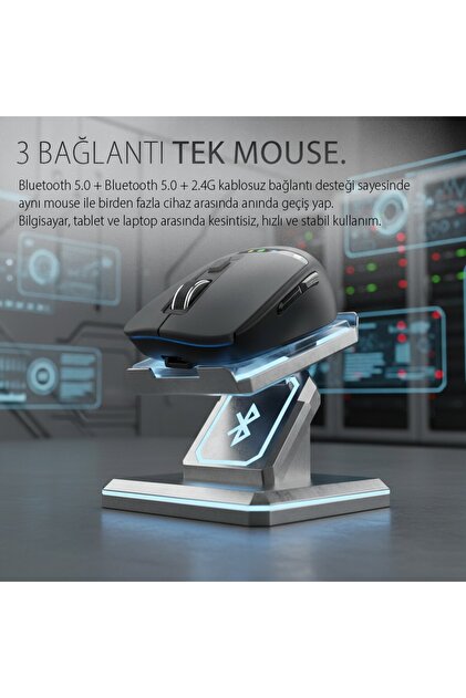 Inca IWM-512RS LED Ekranlı Şarjlı Kablosuz Optik Mouse | Çoklu