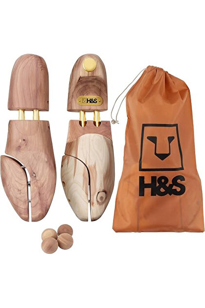 Set de 2 întinzătoare de pantofi, unisex, pentru toate tipurile de încălțăminte, mărimea 45-46, lemn, geantă de depozitare, maro