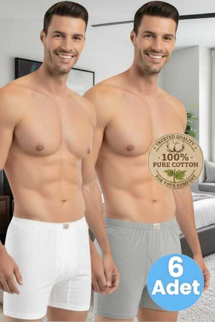 Men's 100% Cotton 6-Piece Single Jersey Fabric Combed Cotton Boxer Shorts