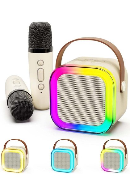Mini Karaoke Machine with 2 Wireless Microphones – Portable Bluetooth Speaker for Kids and Adults