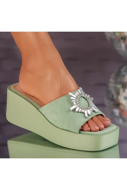 Papuci Dama cu Platforma Lyanna Verzi #10231 - 38