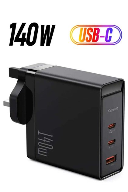140W GaN 5 Pro Dual Type-C + USB Fast Charger (UK Plug)
