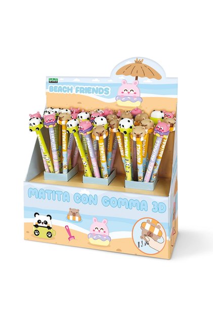 Creion grafic Beach Friends cu figurina 3D, 3 modele asortate , pret/1 buc