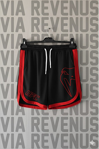 Ufc Printed Special Jersey Training Shorts with Piping Detail