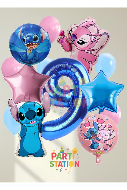 Stitc & Angel Balloon Set 9Th Birthday 13 Piece Party Set