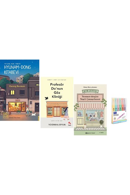 Hyunam - Dong Kitabevi + Profesör Do'nun Göz Kliniği + Yeonnam-dongun Neşeli 3 KİTAP KALEM SET