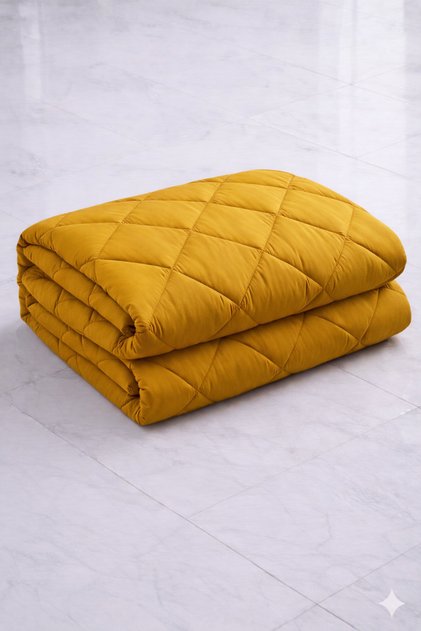 Silicone Quilt Natural Ranforce Single Size - Black - Mustard