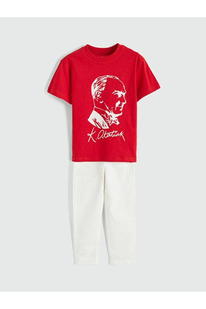 Ataturk Printed Boy's T-Shirt and Trousers from Uzg Store for Style Enthusiasts