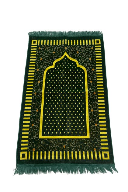 1 Green Velvet Prayer Rug 500 Gr | Şipinger Desen Prayer Mat | Hajj Umrah Mevlüt Gift Dowry Package