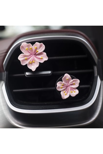 Pink 2pcs Car Perfume Clip Flower Air Outlet Decorations Car Air Conditioner Air Vent Personalized