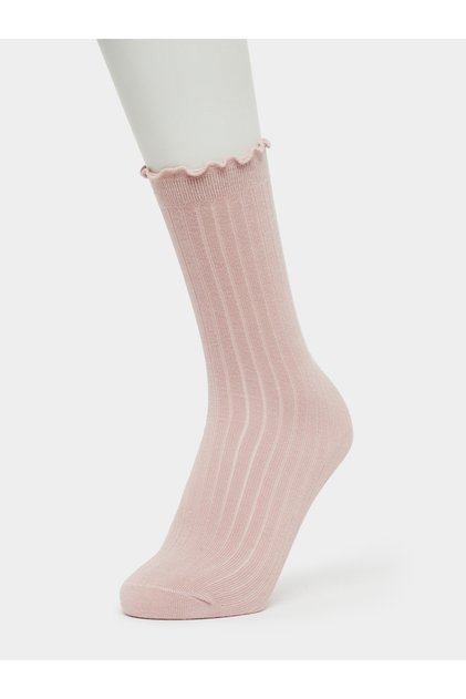 Girls Lettuce Edge Ribbed Socks - One Size 3-8 Years